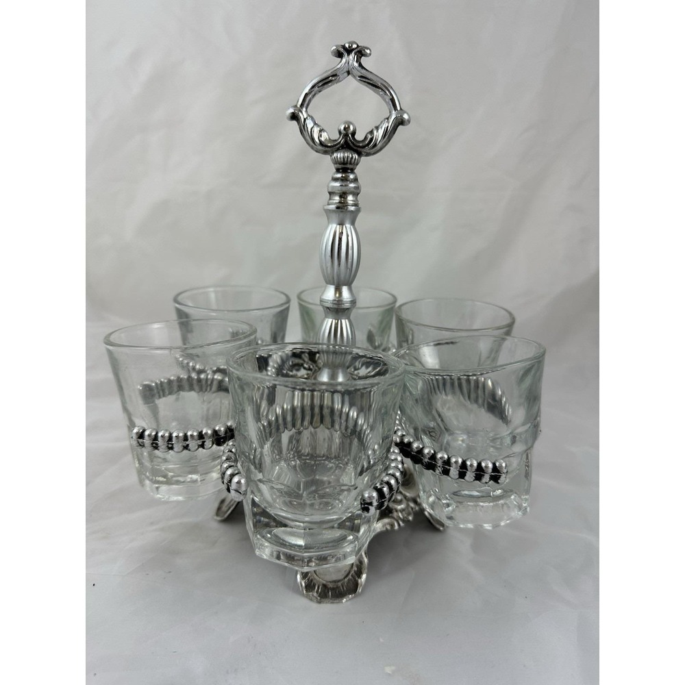 Loevsky & Loevsky WMC Silver Brandy Glass Carrier Caddy Holder Vtg 70 Barware